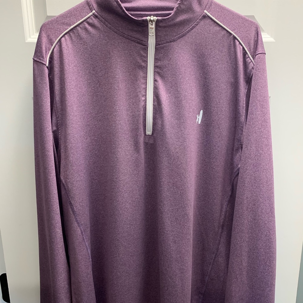 Johnnie-O 1/4 zip Men’s Prep Performance, purple pullover.